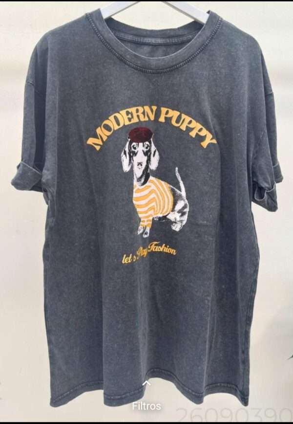 Camiseta Modern Puppy Grey