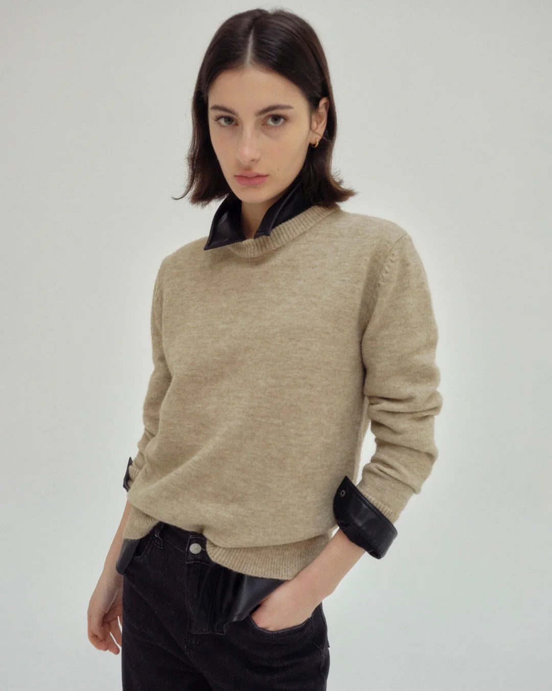 Jersey Cuello Caja Don Algodon Beige